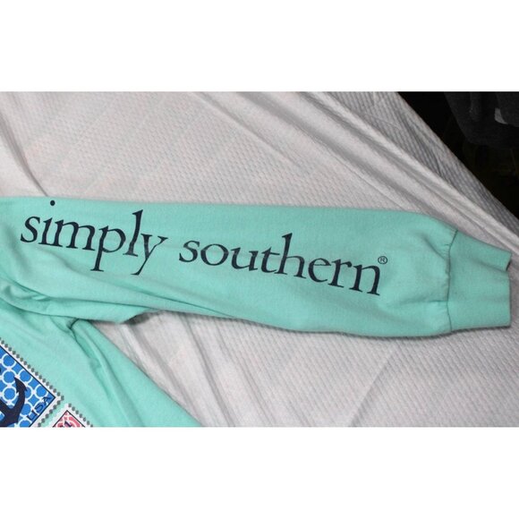 Simply Southern Small Long Sleeve Mint Green Shirt Stamps Of The South Cotton Ca - Picture 8 of 9